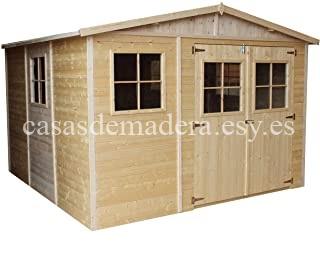 Casa de madera Alcanó 324x316cm/9m2 Cobertizo de Madera Natural - Taller de Jardín - Bicicleta, Almace...